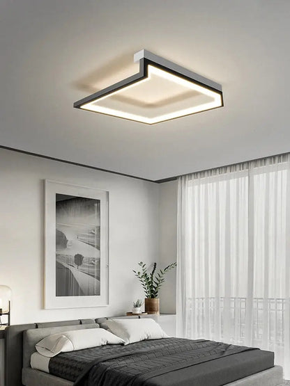 Modern black square led smart chandelier living room ceiling light