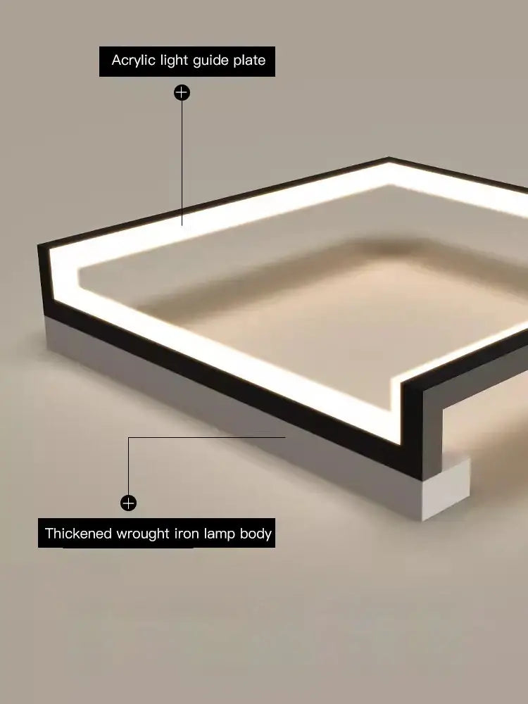 Modern black square led smart chandelier living room ceiling light
