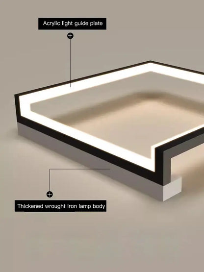 Modern black square led smart chandelier living room ceiling light