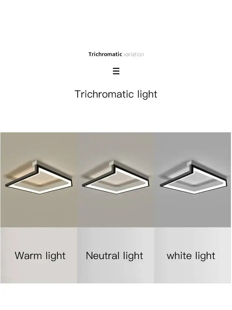Modern black square led smart chandelier living room ceiling light