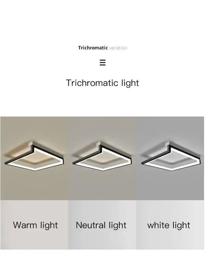 Modern black square led smart chandelier living room ceiling light