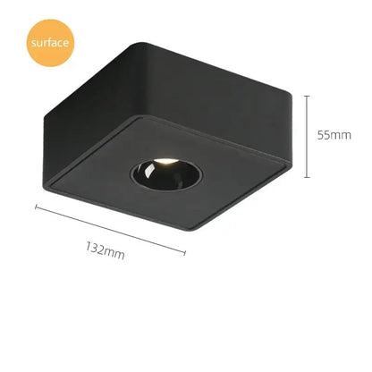 Modern black square led surface mount ceiling light bedroom spotlight