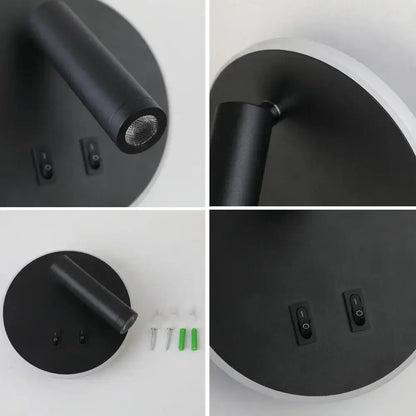 Modern black square led wall lamp bedroom reading light