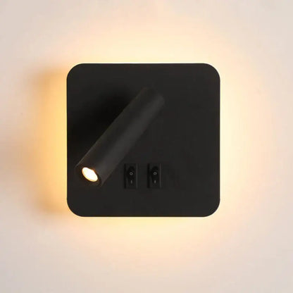 Modern black square led wall lamp bedroom reading light