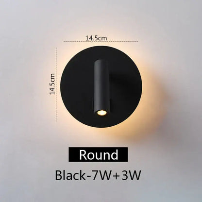 Modern black square led wall lamp bedroom reading light