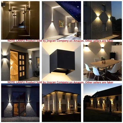 Modern black square led wall light bedroom waterproof decor