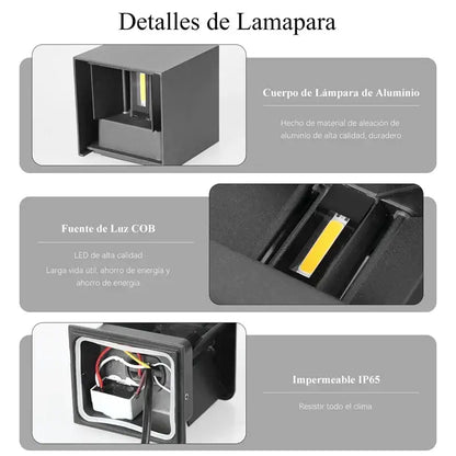 Modern black square led wall light bedroom waterproof decor