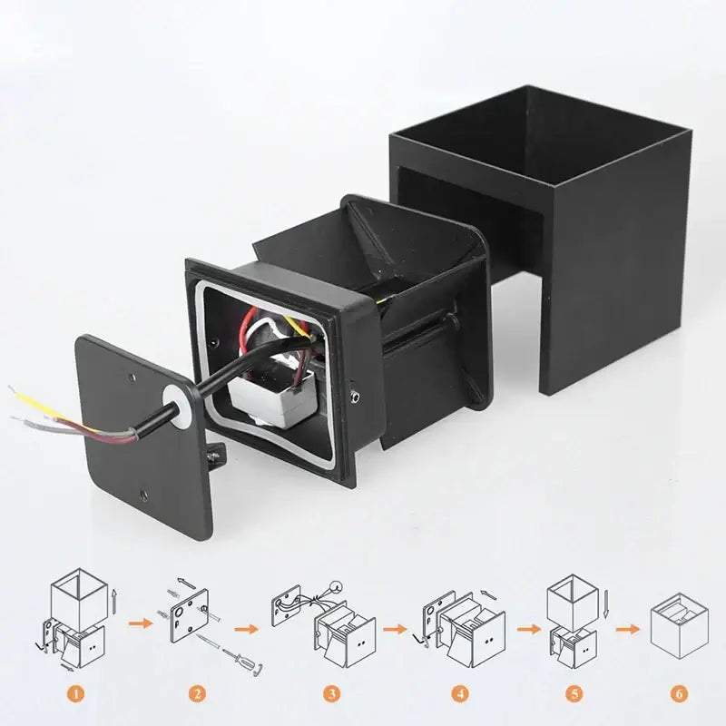 Modern black square led wall light bedroom waterproof decor