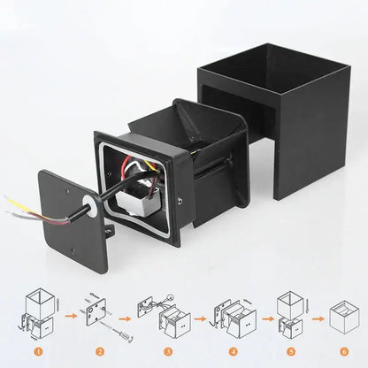 Modern black square led wall light bedroom waterproof decor