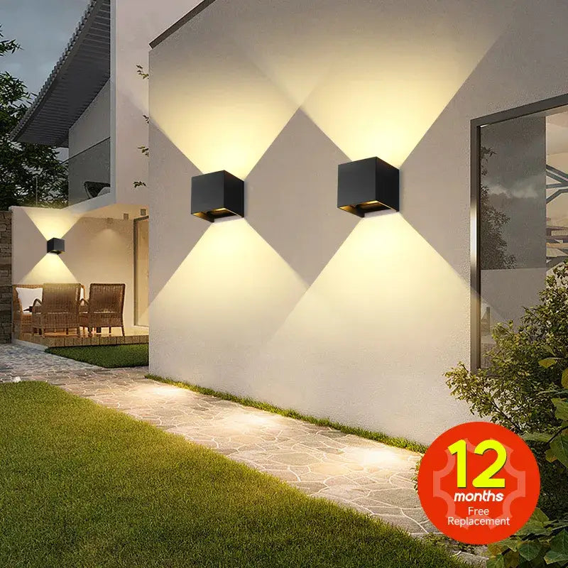 Modern black square led wall light bedroom waterproof decor