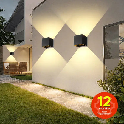 Modern black square led wall light bedroom waterproof decor