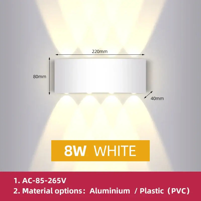 Modern black square led wall light bedroom waterproof decor
