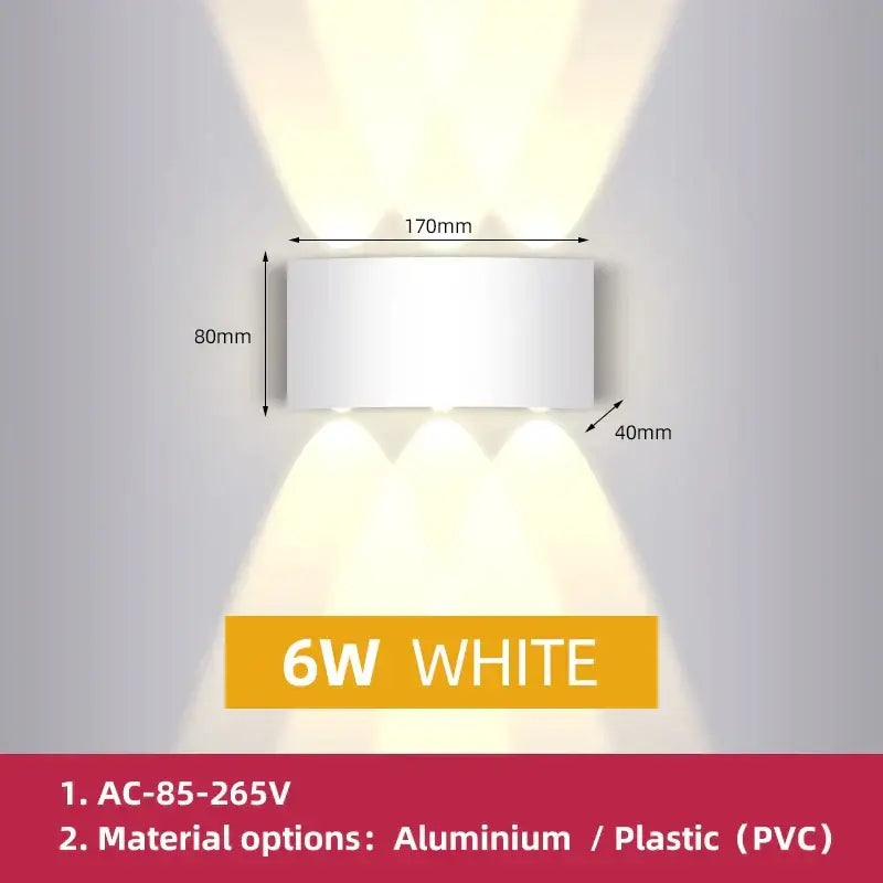 Modern black square led wall light bedroom waterproof decor
