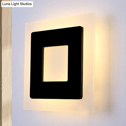Modern black square sconce light bedroom warm light