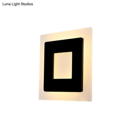 Modern black square sconce light bedroom warm light