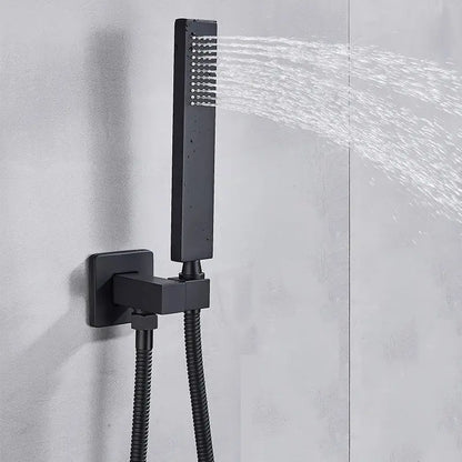 Modern black square shower faucet set bathroom led rainfall head