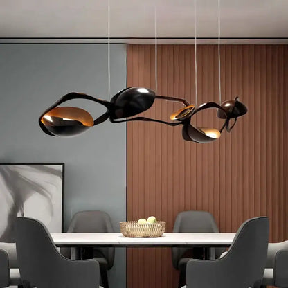 Modern black stainless steel abstract chandelier living room light