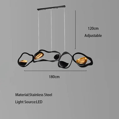 Modern black stainless steel abstract chandelier living room light