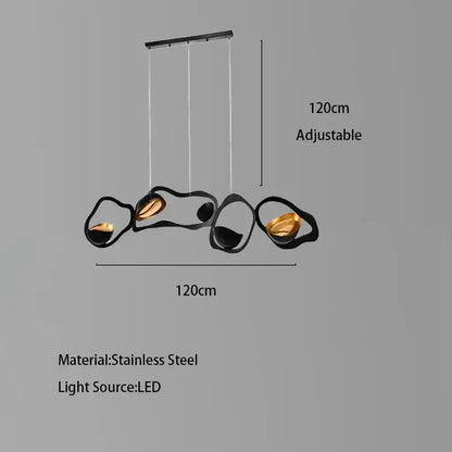 Modern black stainless steel abstract chandelier living room light