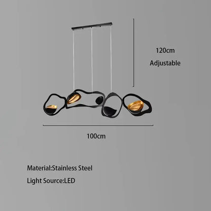 Modern black stainless steel abstract chandelier living room light