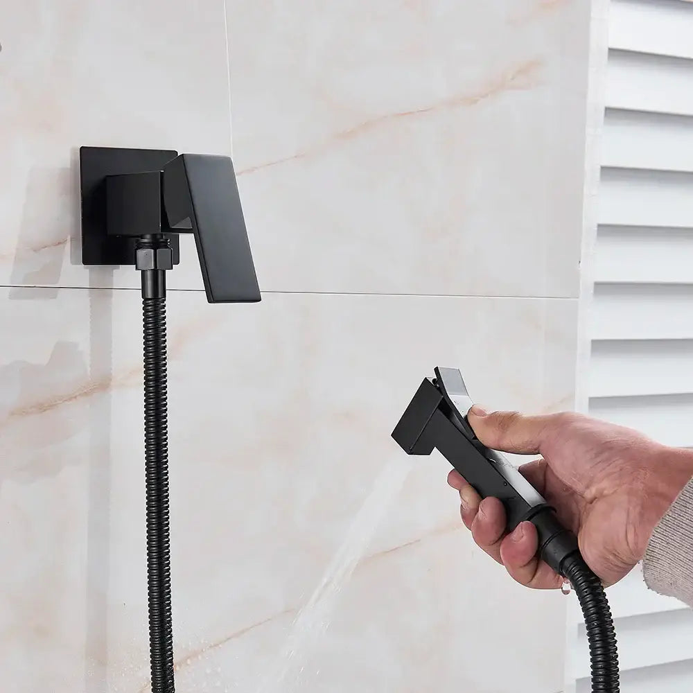 Modern black & stainless steel brass bidet faucet bathroom sprayer