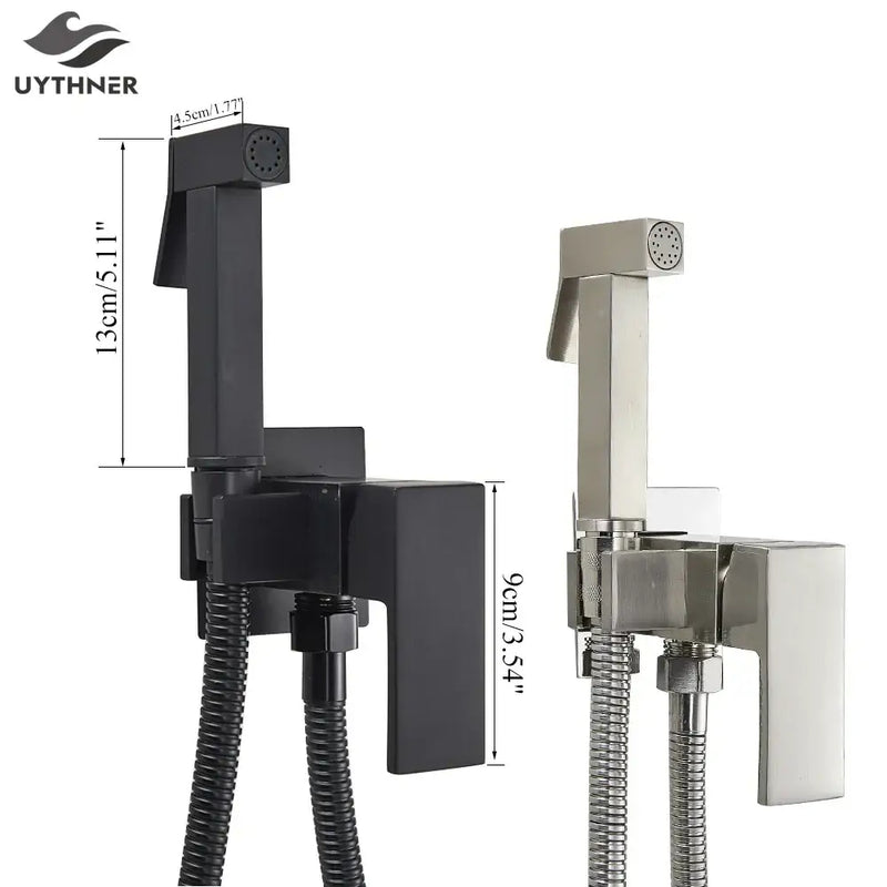 Modern black & stainless steel brass bidet faucet bathroom sprayer