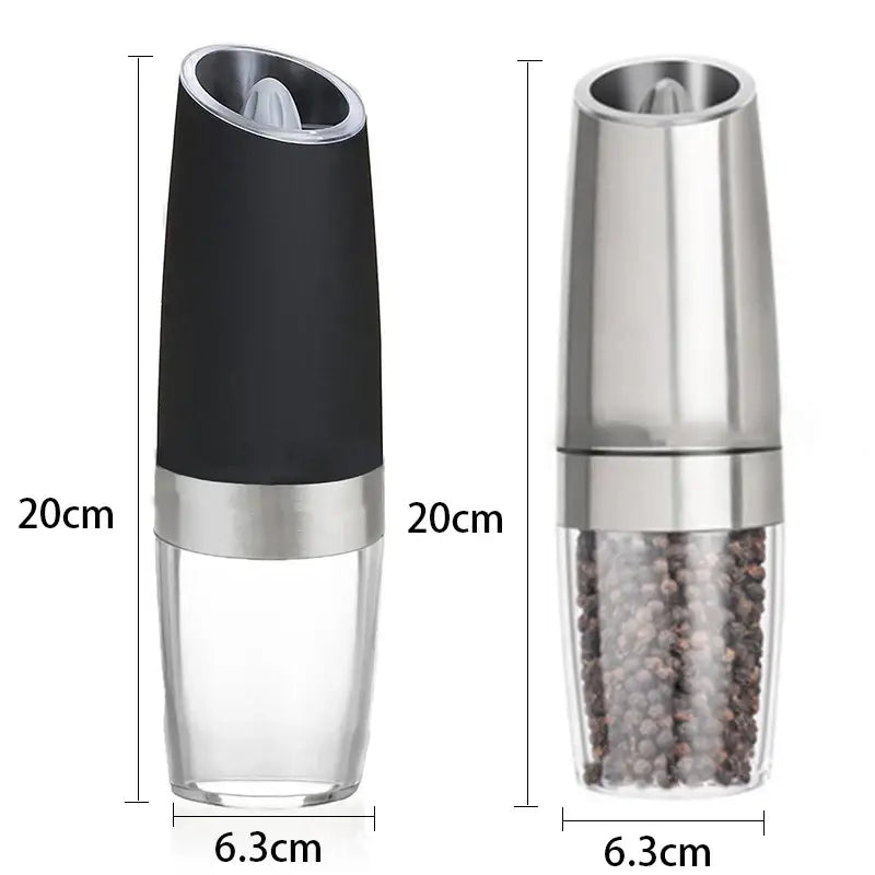 Modern black & stainless steel electric salt pepper grinder kitchen