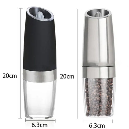 Modern black & stainless steel electric salt pepper grinder kitchen
