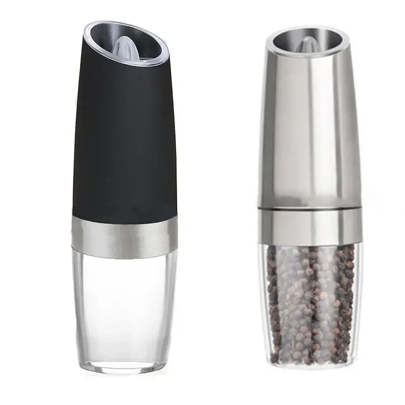 Modern black & stainless steel electric salt pepper grinder kitchen