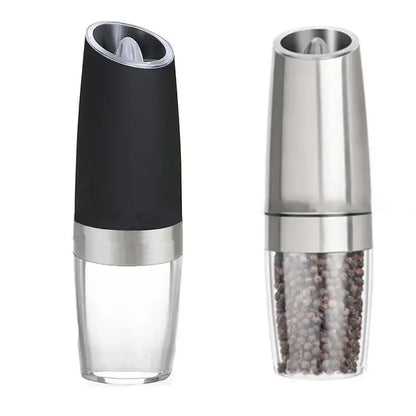 Modern black & stainless steel electric salt pepper grinder kitchen