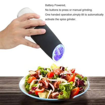 Modern black & stainless steel electric salt pepper grinder kitchen