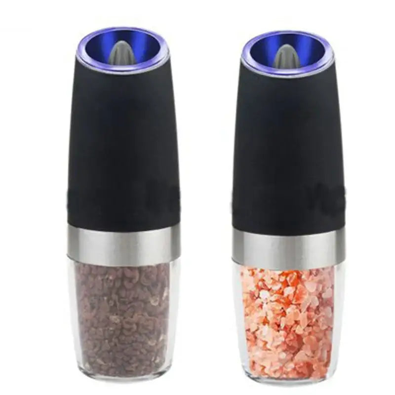 Modern black & stainless steel electric salt pepper grinder kitchen