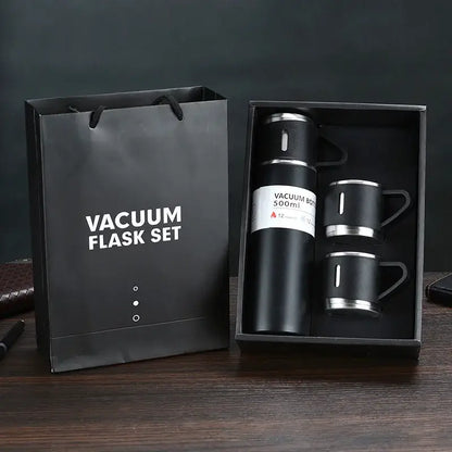 Modern black stainless steel insulated water bottle gift set kitchen