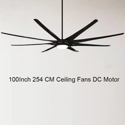 Modern black stainless steel large ceiling fan living room light