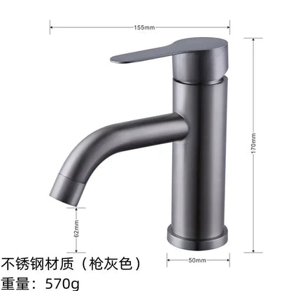 Modern black stainless steel single handle faucet bathroom mixer