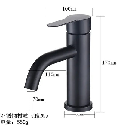 Modern black stainless steel single handle faucet bathroom mixer