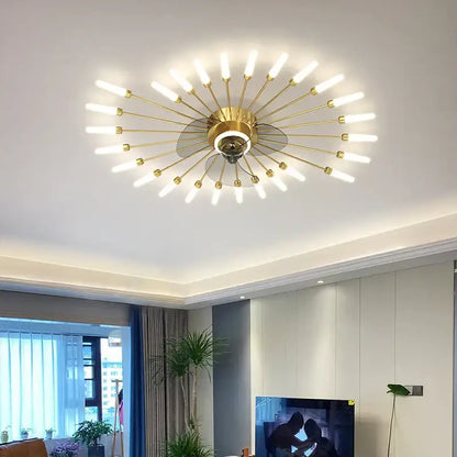 Modern black starburst chandelier ceiling fan for living room