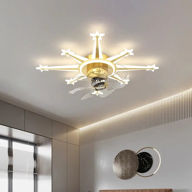 Modern black starburst chandelier ceiling fan for living room