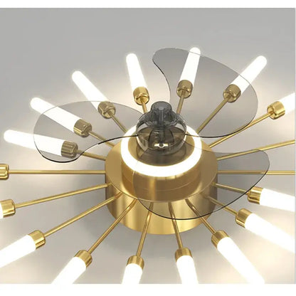 Modern black starburst chandelier ceiling fan for living room