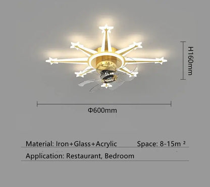 Modern black starburst chandelier ceiling fan for living room