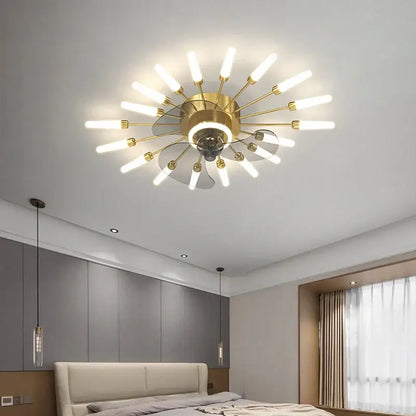 Modern black starburst chandelier ceiling fan for living room