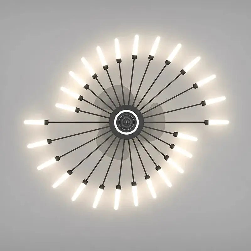 Modern black starburst chandelier ceiling fan for living room