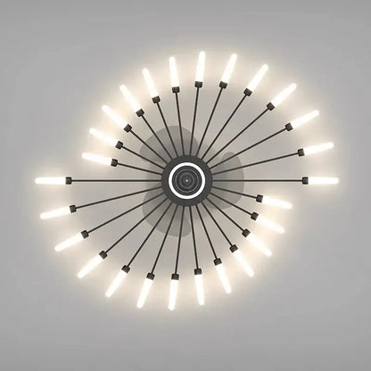 Modern black starburst chandelier ceiling fan for living room
