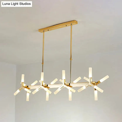 Modern black starburst linear acrylic shade chandelier dining room