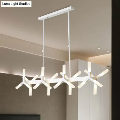 Modern black starburst linear acrylic shade chandelier dining room