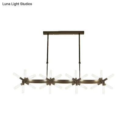 Modern black starburst linear acrylic shade chandelier dining room