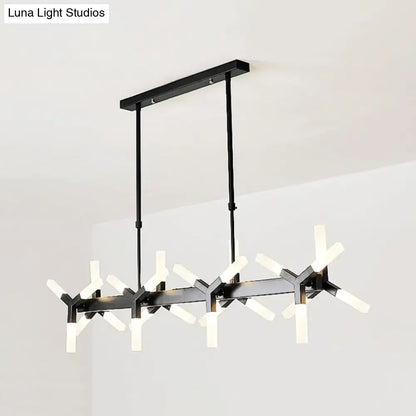 Modern black starburst linear acrylic shade chandelier dining room