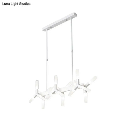 Modern black starburst linear acrylic shade chandelier dining room