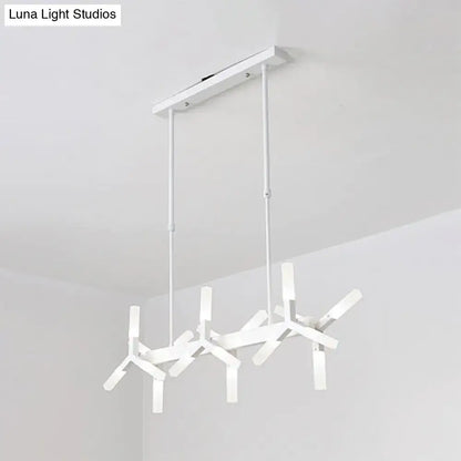 Modern black starburst linear acrylic shade chandelier dining room