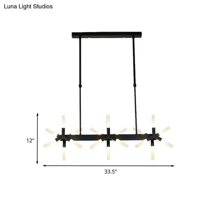 Modern black starburst linear acrylic shade chandelier dining room